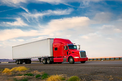 Red 18-wheeler truck