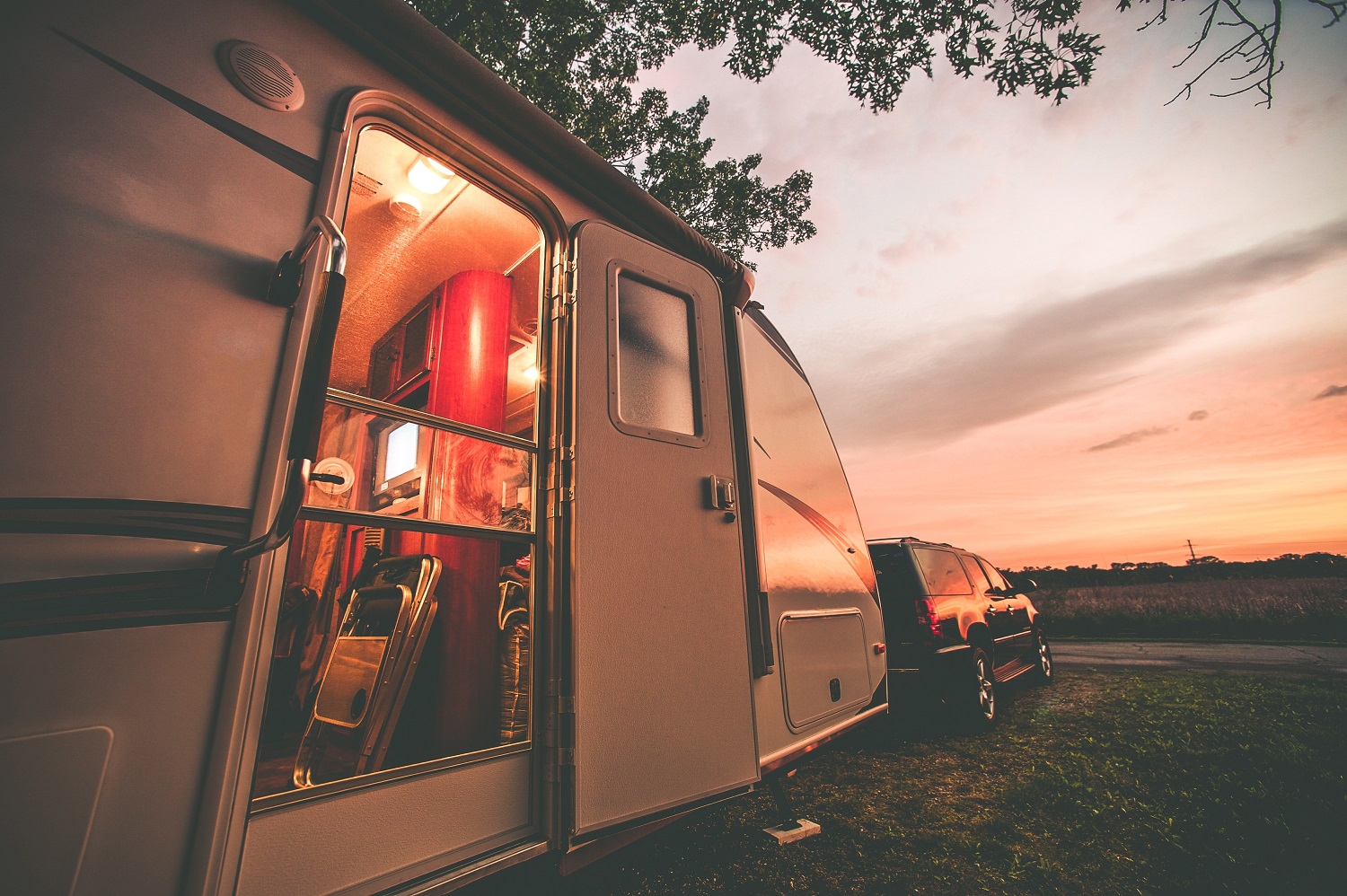 RV at sunset